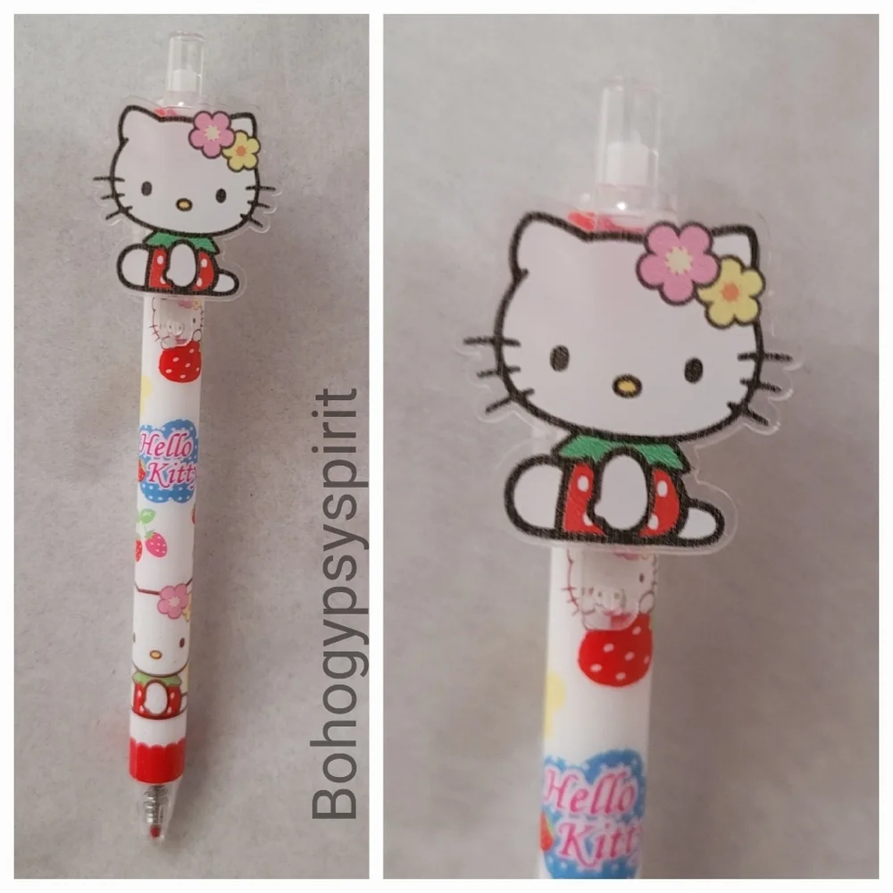 Set of 6 - Sanrio Hello Kitty Kawaii Acrylic Charm Ballpoint Pens